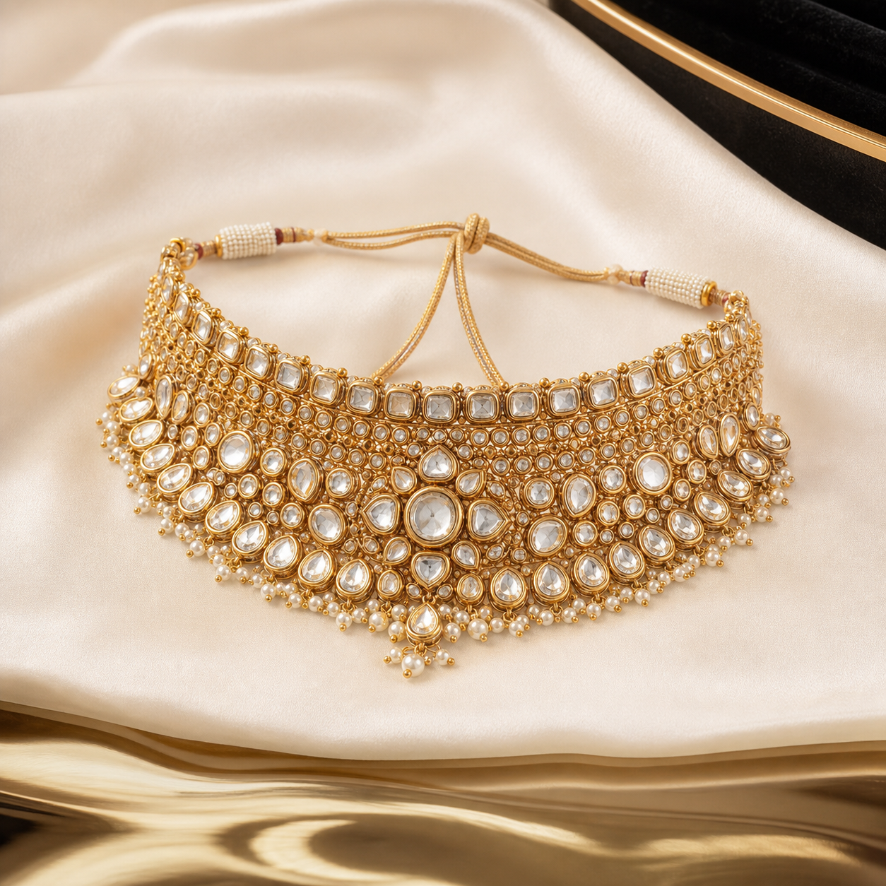 Luxury gold bridal choker necklace